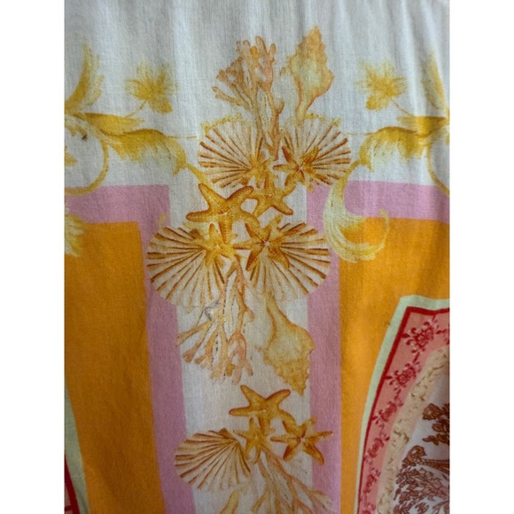 Calypso St. Barth Tropical Cotton Paisley & Shell Print Long Sleeve Blouse XL - Picture 4 of 8